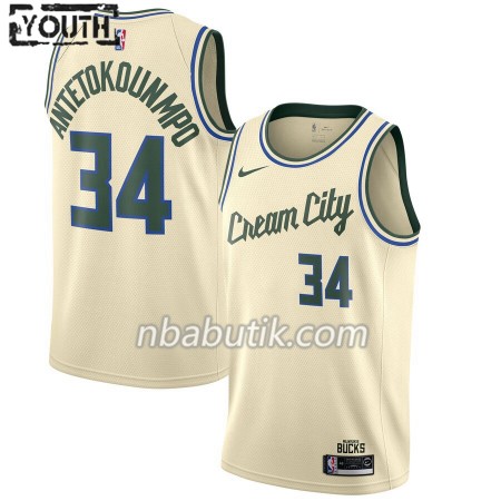 NBA Børn Trøje Milwaukee Bucks Giannis Antetokounmpo 34 Nike 2019-20 City Edition Swingman NBA Børn Trøje Milwaukee Bucks Giannis Antetokounmpo 34 Nike 2019-20 City Edition Swingman